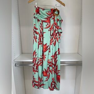 PatBO Red and Mint Wide Leg Jumpsuit